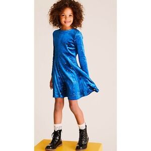 M&S Harry Potter Blue Velvet Star Moon Dress Age 6-7 Years‎